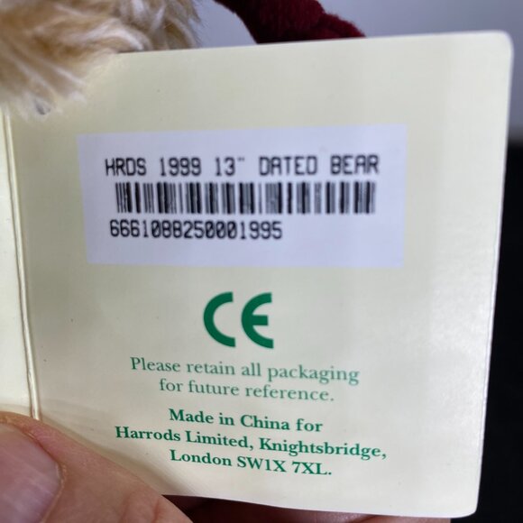 Harrod's 1999 Christmas Bear with Tags, Vintage Harrods of Knightsbridge Bear - Picture 10 of 11